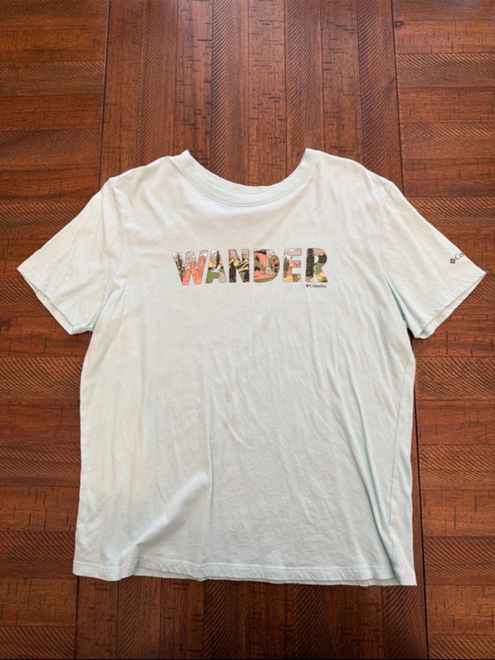 Columbia Light Blue 'WANDER' Graphic Short Sleeve Tee